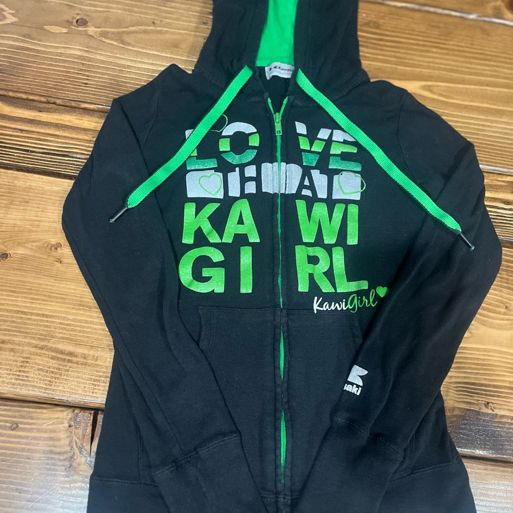 Kawi Girl Black and Green Zip-Up Hoodie